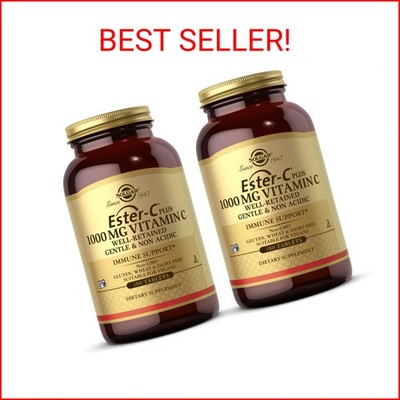SOLGAR Ester-C Plus 1000 mg Vitamin C (Ascorbate Complex) - 180 Tablets, Pack of