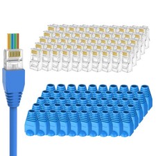 Brileine UTP RJ45 Connectors, Cat6 Pass Through Plugs 50 50-Pack, Clear