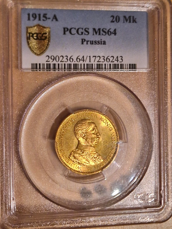 RR - Goldmedaille in 20 Mark Größe - 1915 - Preußen - Waffenbündnis - PP - Bild 3 von 4