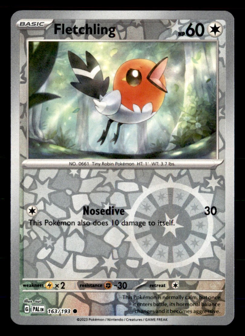 Fletchling 163/193 Common Paldea Evolved Pokemon Reverse Holo Near Mint