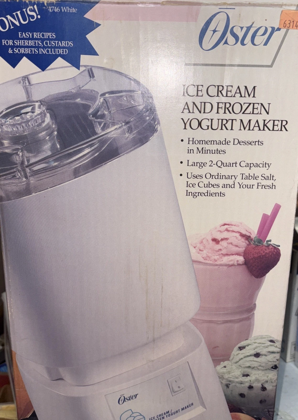 Vintage Oster Ice Cream/Frozen Yogurt Maker Model # 4746 Made In USA New In Box