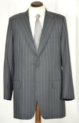 Bespoke Troy McSwain Beverly Hills Super 180's Grey Pinstripe SUIT 42 XL +Zegna