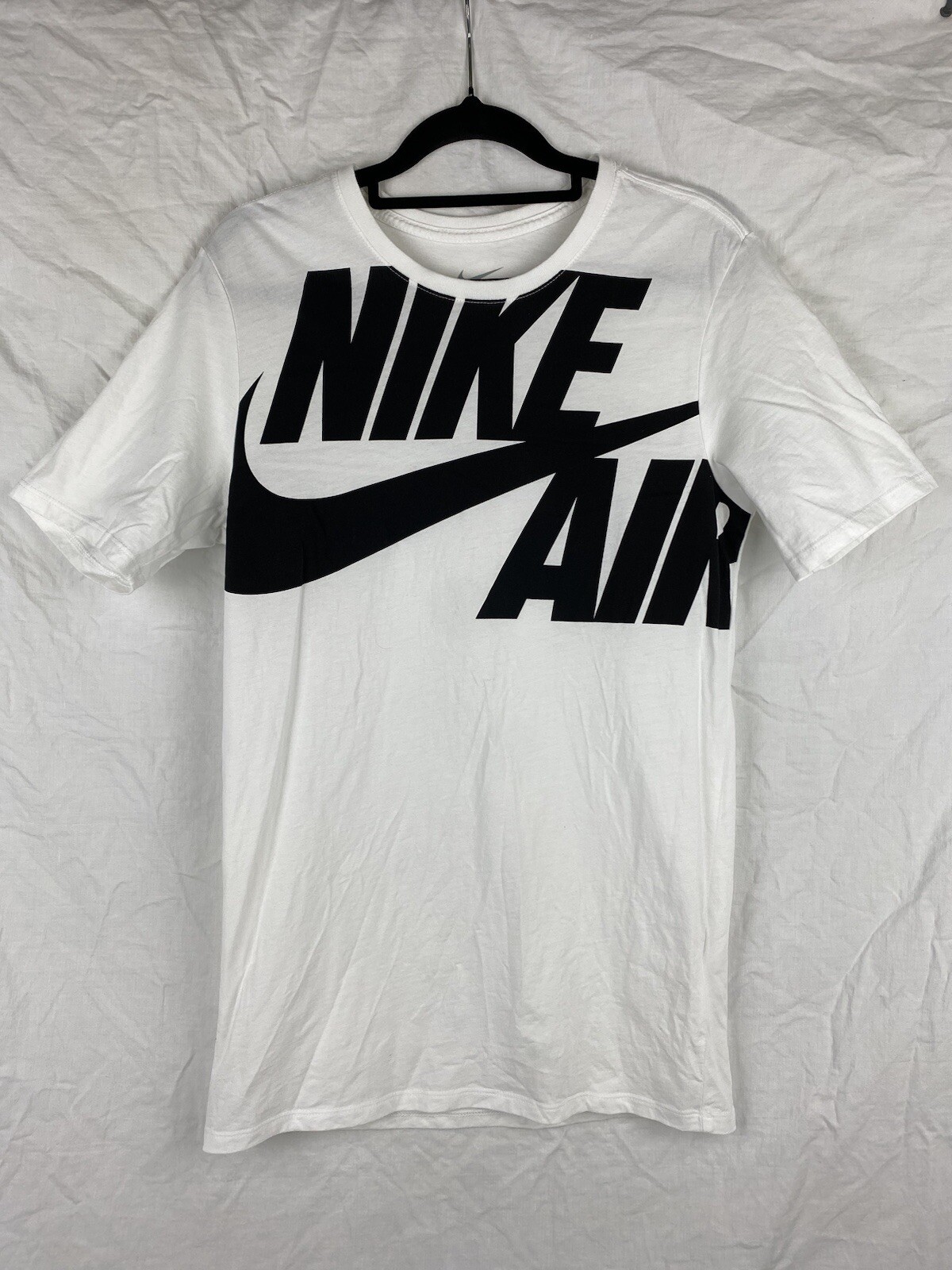 Nike Air T Shirt Mens Small White Graphic Print Short Sleeve Logo Swoosh Casual