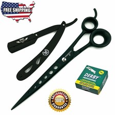 NEW BARBER SALON HAIR DRESSING HAIR CUTTING SHEAR SCISSOR  SHAVING RAZOR BLACK