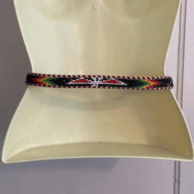 Vintage beaded Native American look tooled brown leather  display picture 1