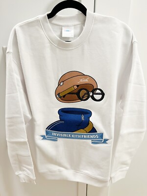 KITH x Invisible Friends M - Crewneck Sweater, White In Hand | eBay
