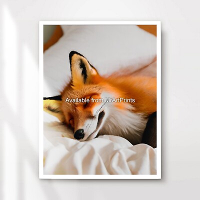 Schlafzimmer niedlich Kunst gemütlich schlafender Fuchs schlafen entspannend Druck Wandbild Kinder XL