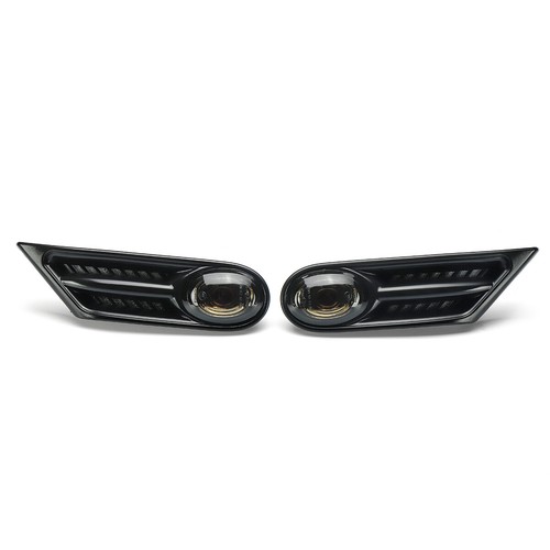 Coppia Freccia Luce Luci Laterale Per Mini Cooper R56 R57 2007-2014 Nero - Picture 6 of 9