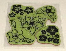 NEW Set of 5 Different Flower Rubber Stamps 4" x 4" sheet