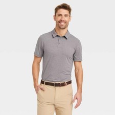 All in Motion Men's Short Sleeve Jersey Polo Shirt Small Grey