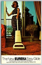 Advertising~Lady W/ New Eureka Easy Glide Vacuum Cleaner Color Photo~Vintage PC