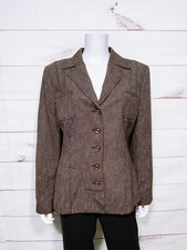 Dressbarn Womens Jacket Size 16 Brown Button Up Lined Pockets Long Sleeve