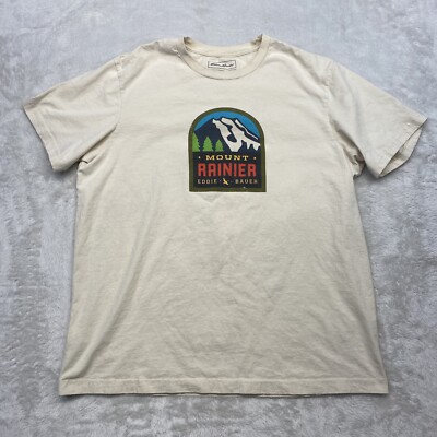Eddie Bauer Shirt Mens Adult Small Beige Mount Rainier Logo Casual Outdoors