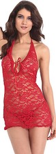 Womens, Red Lace, Chemise, Lingerie Set, S/M 4-8, Red FINAL SALE