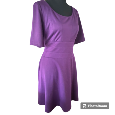 donna ricco fit and flare dress Donna Ricco Women's Petite Purple Fit and Flare 3/4 Sleeve dress 8P