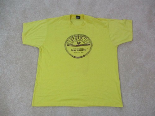 VINTAGE Sun Records Shirt Adult 2XL XXL Yellow Rec
