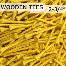 100 pcs 2 3/4" 70MM LONG LENGTH YELLOW NEW GOLF NATURAL REAL WOOD TEES TEE PGA