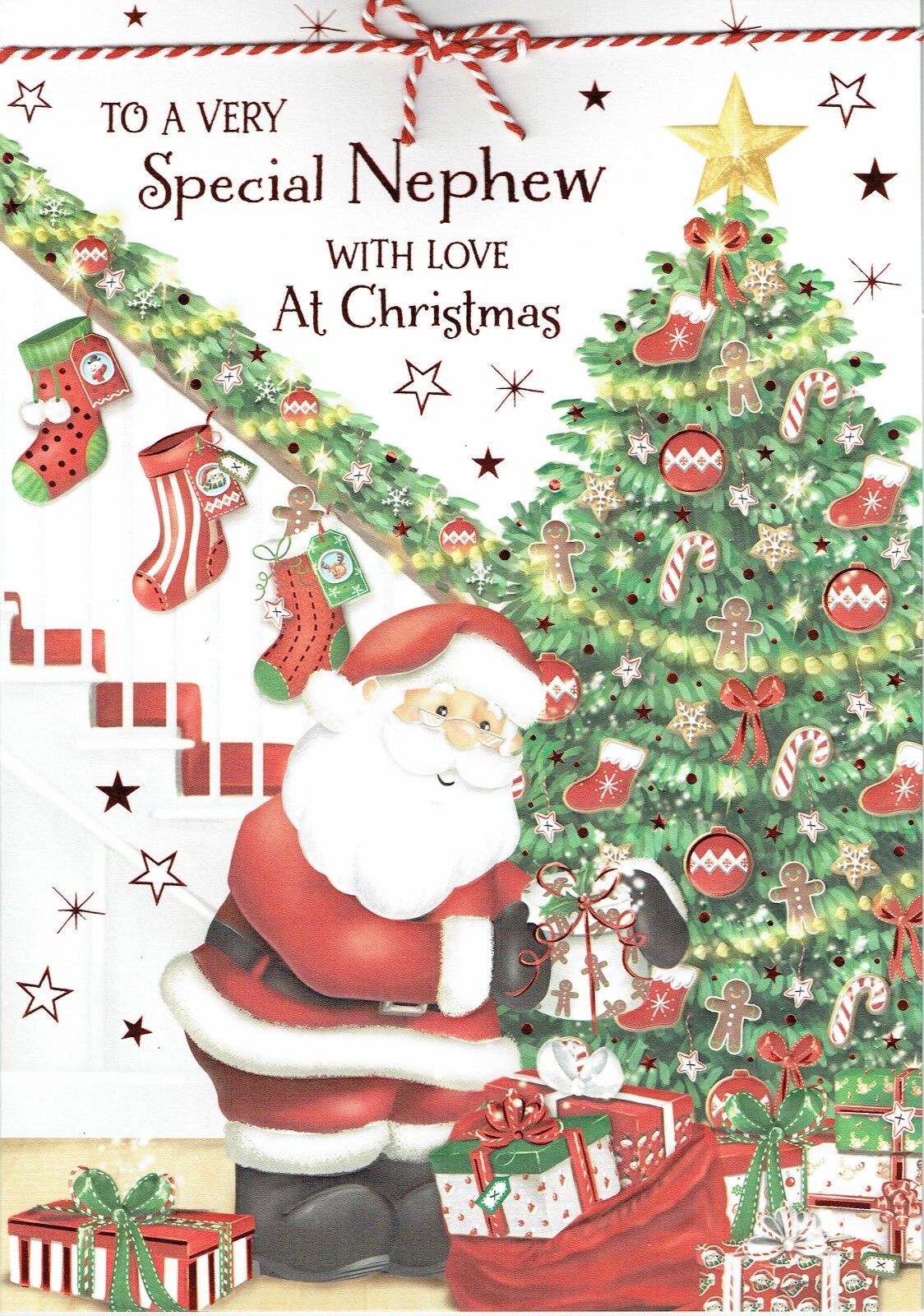 NEPHEW LARGE CHRISTMAS CARD Quality Children's Santa Design