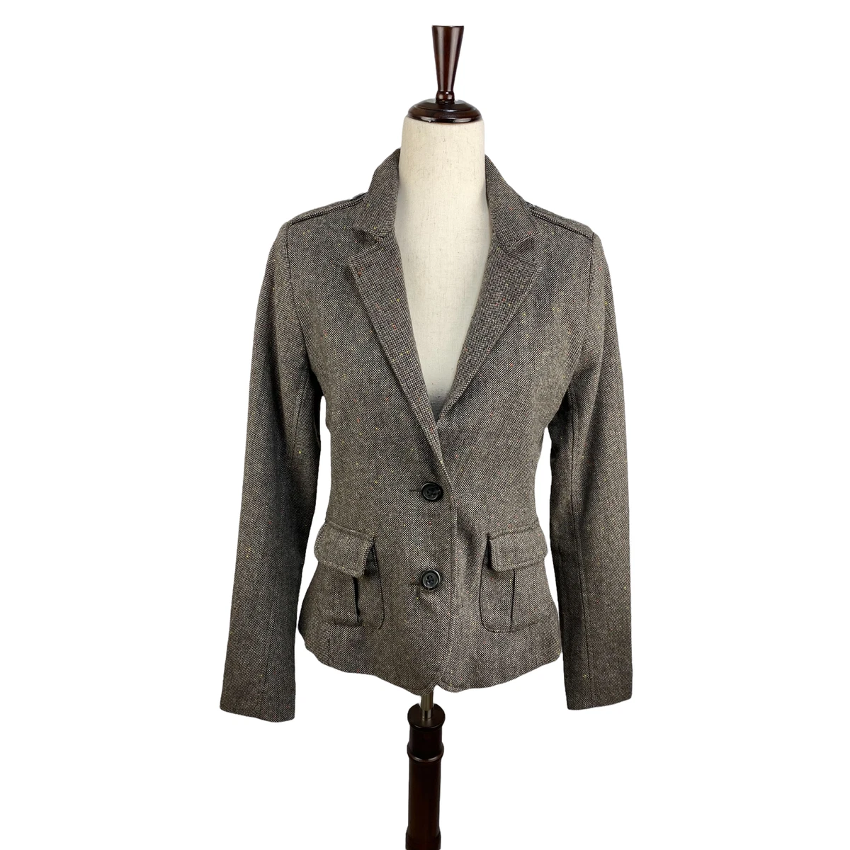 Levi s San Francisco Ladies Brown Black Wool BlendTweed Peplum Jacket Size M EUC