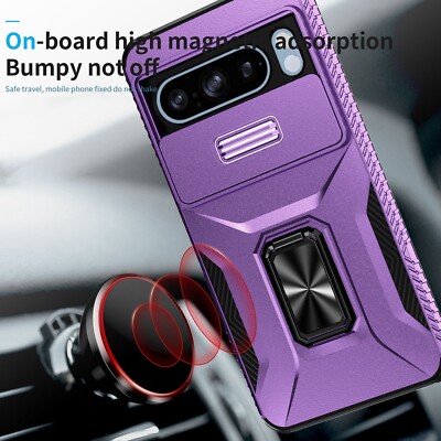 Heavy Duty Case For Google Pixel 9 Pro XL 8A 7 Slide Camera Cover+Magnetic Stand