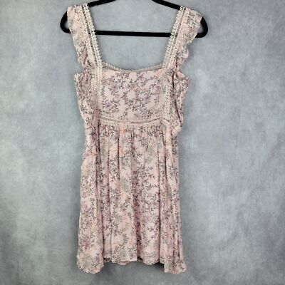 Altard State Light Pink Floral Mini Festival Fluence Mesh Romantic Dress Size S