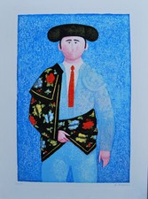 Antonio Bueno - Torero, litografia originale, firmata e pubblicata.