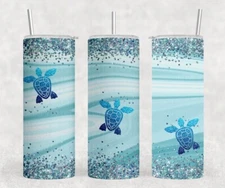 Sea Turtle Beach Ocean Nautical Sublimation Stainless Steel 20oz Tumbler NIB