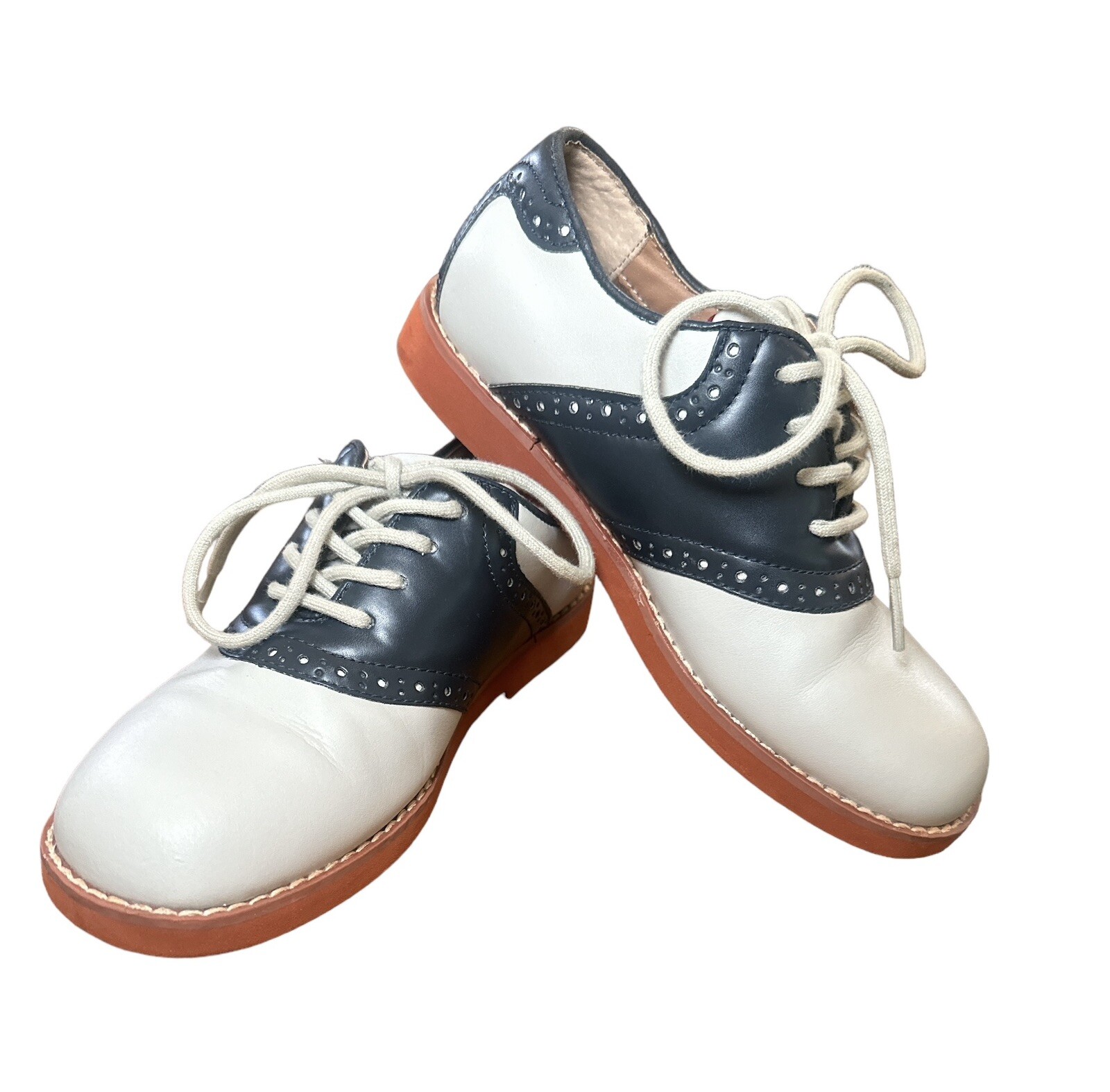 SAOLA Scarpe Florsheim ragazzo sella oxford marrone navy taglia 1 rosso suola crepe Pasqua