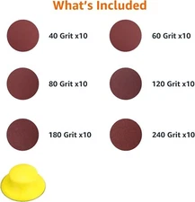 NEW Amazon Basics Hook Sanding Block kit 5-inch Includes 60-Piece Sand Paper Kit