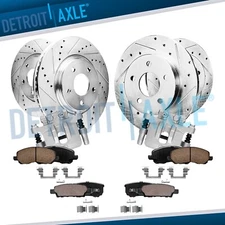 Front Rear Drilled Disc Rotors Brake Pads Calipers for Patriot Compass Avenger