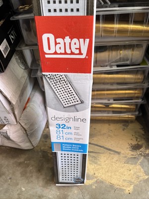 Designline 32 Inch. Stainless Steel Linear Shower Drain With Tile-In Pattern.