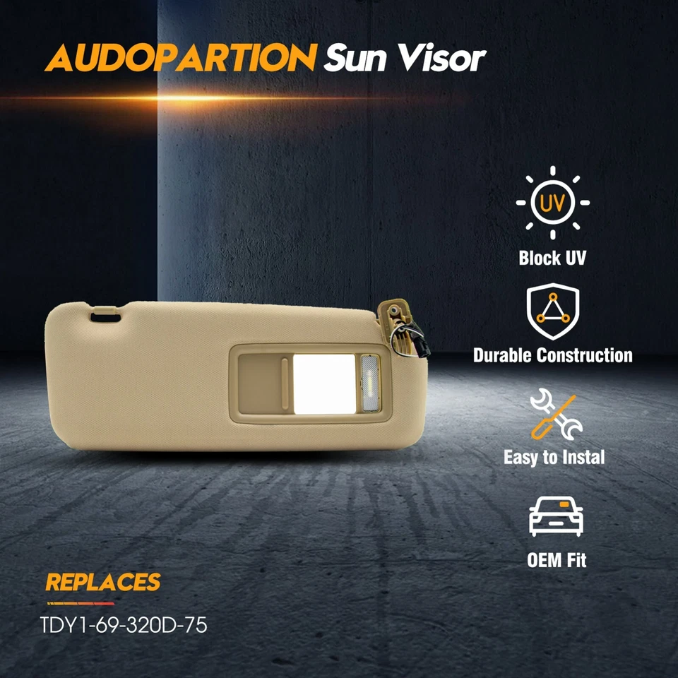 Passenger Right Side Sun Visor Compatible with Mazda CX-9 2010-2015 Beige Foto 3 de 4