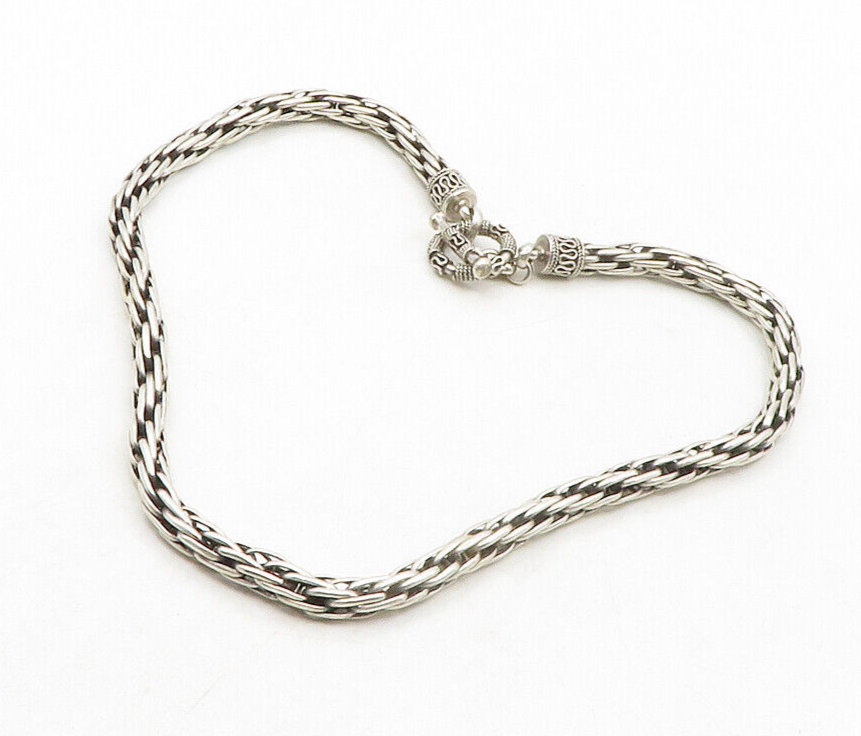 925 Sterling Silver Vintage Rope Twist Swirl Detail Chain Necklace
