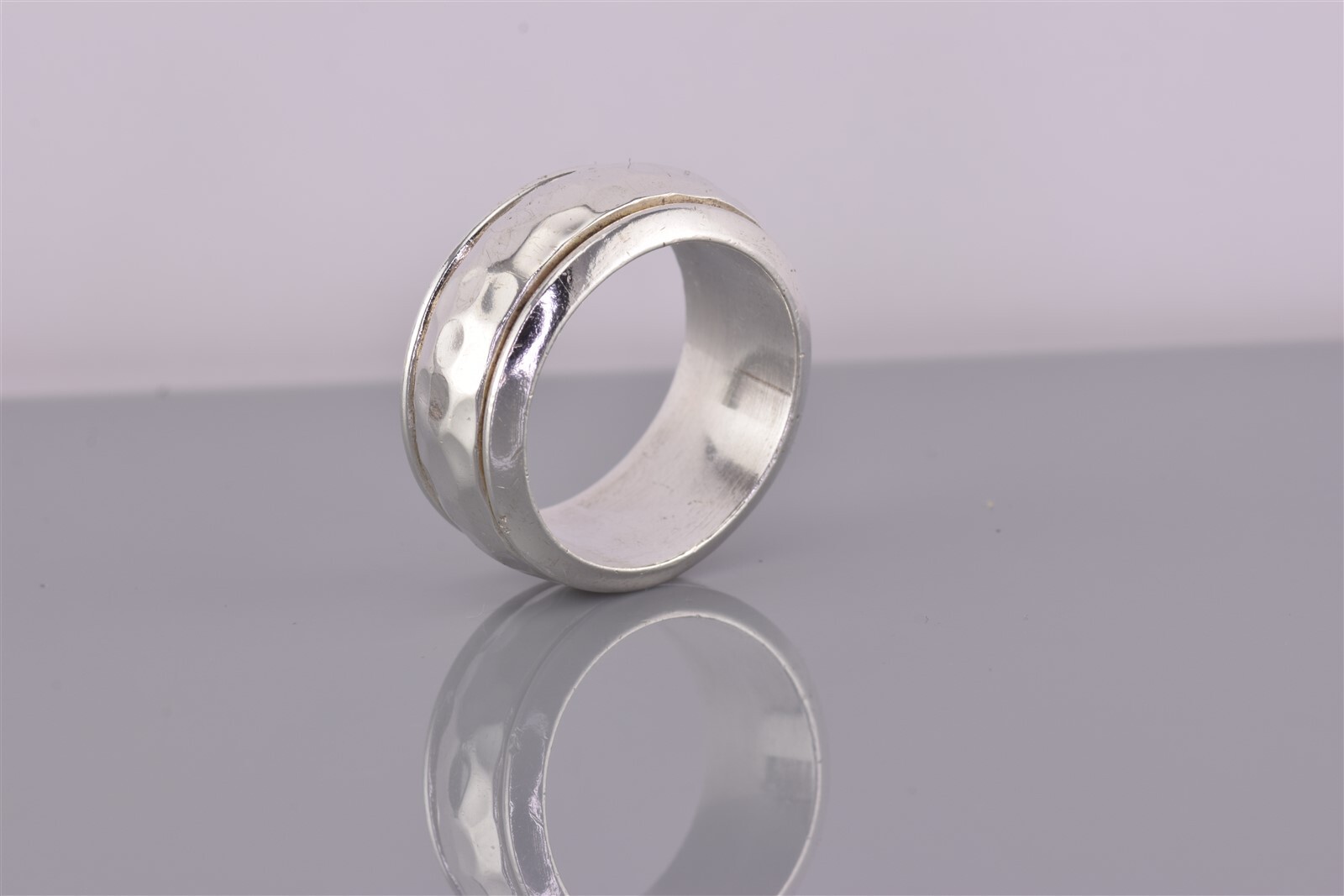 Sterling Silver 10mm Solid Hammer Texture Spinner… - image 6