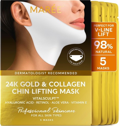 MAREE V Line Lifting Mask with 24K Gold - Deep Collagen Jawline Shaper Mask w...