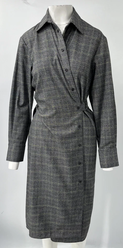 Vestido envolvente Proenza Schouler etiqueta blanca a cuadros manga larga talla 6 Foto 3 de 4