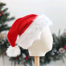 Santa Hat Santa's Caps Christmas Hat Plush Red Holiday Adult Christmas Cap US