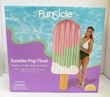 Funsicle Sundae Pop Float Inflatable Pool Floatie 72" x 28" x 7.5" - NEW