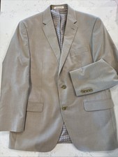 Chaps Ralph Lauren Blazer SZ 42R Tan Polyester Rayon Sport Coat 2 Button Jacket