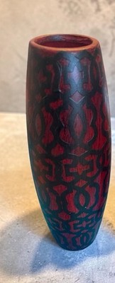 12 Tall Red Black Ombre Ceramic Vase 2  Wide Opening