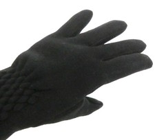 Black Gloves One size Soft Fleece Interior Embroidered Design on Thumb and Index