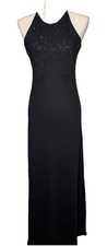 Vintage Chelsea Nites Vintage 90s Black Gown Evening Formal Prom Dress 8 Medium