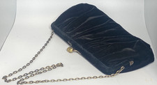 Vintage Black Velvet Clutch Purse with Chain, 9"x4"