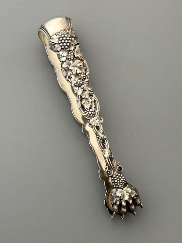 Heavy French Sterling (950) Sugar Tongs 6" Grapes & Leaves