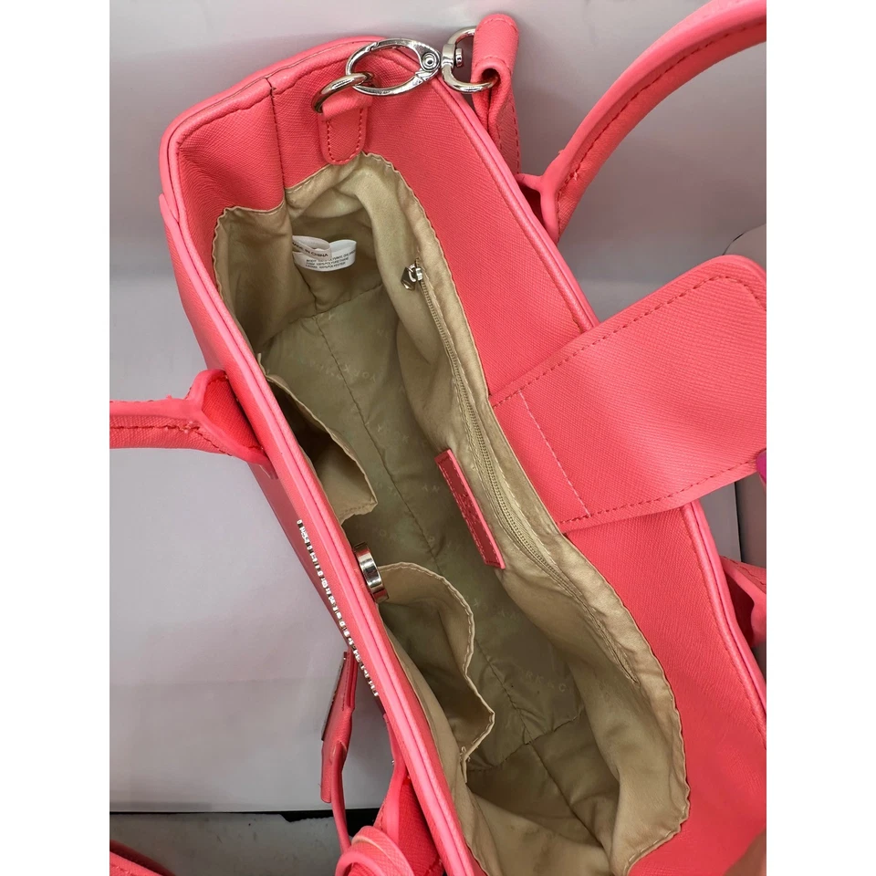 NEW YORK & COMPANY Coral Pink Saffiano Leather Tote Bag Crossbody Strap - Image 3 of 4