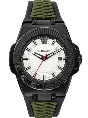 Versace VEDY00419 Armbanduhr Chain Reaction Quarz Herren Silber Grau 46mm 5 ATM