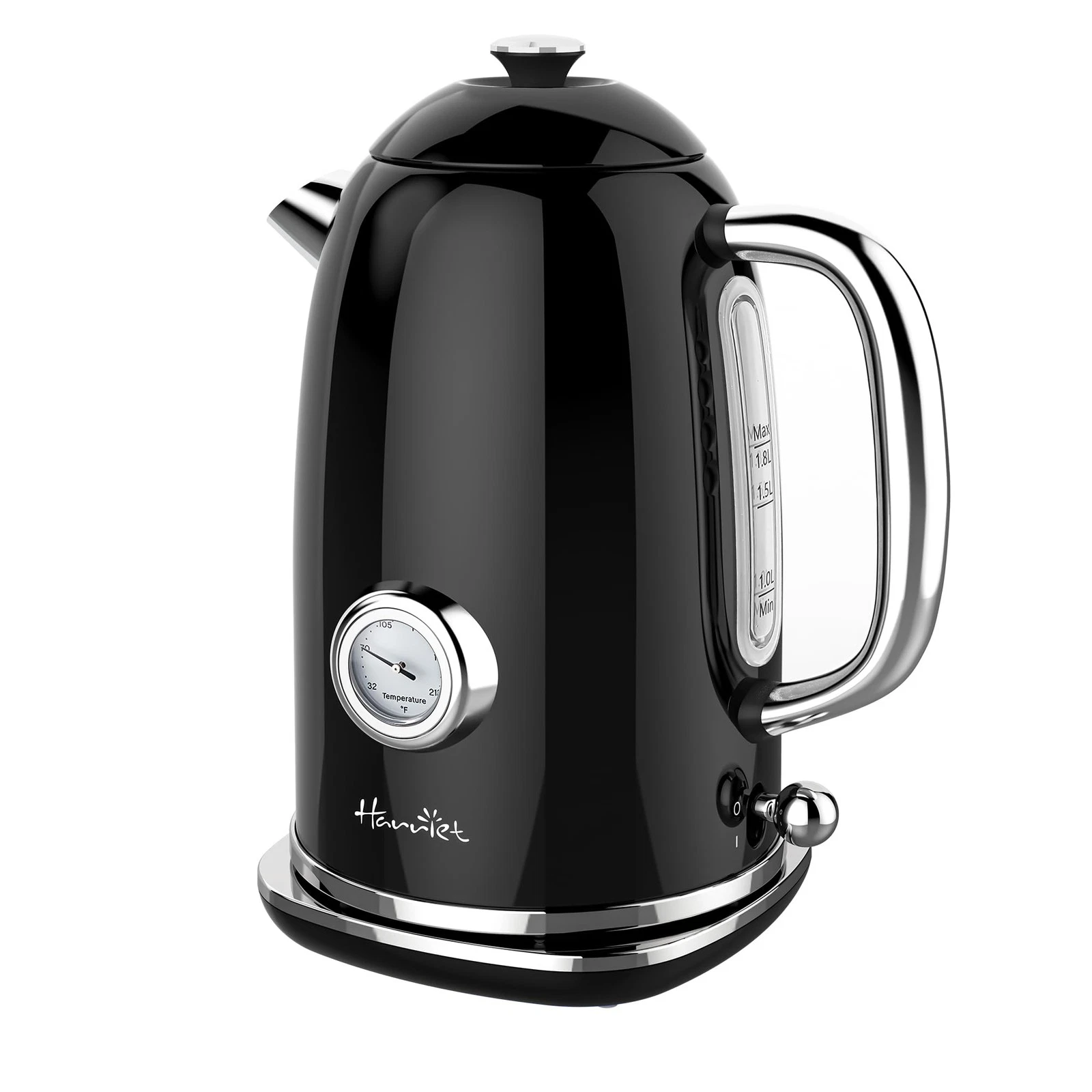 Electric Kettle, 1.8L Retro Electric Tea Kettle with Thermometer, 1500W Stain...