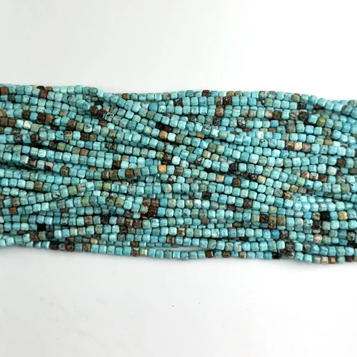 3.5x3.5x3.5mm faceted blue turquoise cube beads 15.5" strand