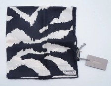NWT TOM FORD Black  White Geometric Silk Pocket Square Italy 16"