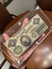 1862 Two Dollar United States Note $2 Legal Tender In Capital Holder Large Note